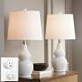 Jane White Ceramic Table Lamps Set of 2 with Smart Sockets