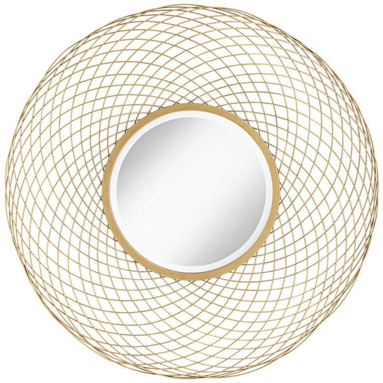 Image 1 Janelle Gold 40 1/2" Round Metal Weave Wall Mirror