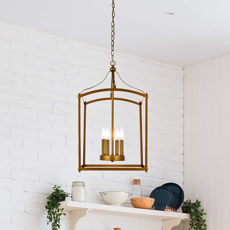 Image 1 Janet 15" Wide Brass 4-Light Pendant Light