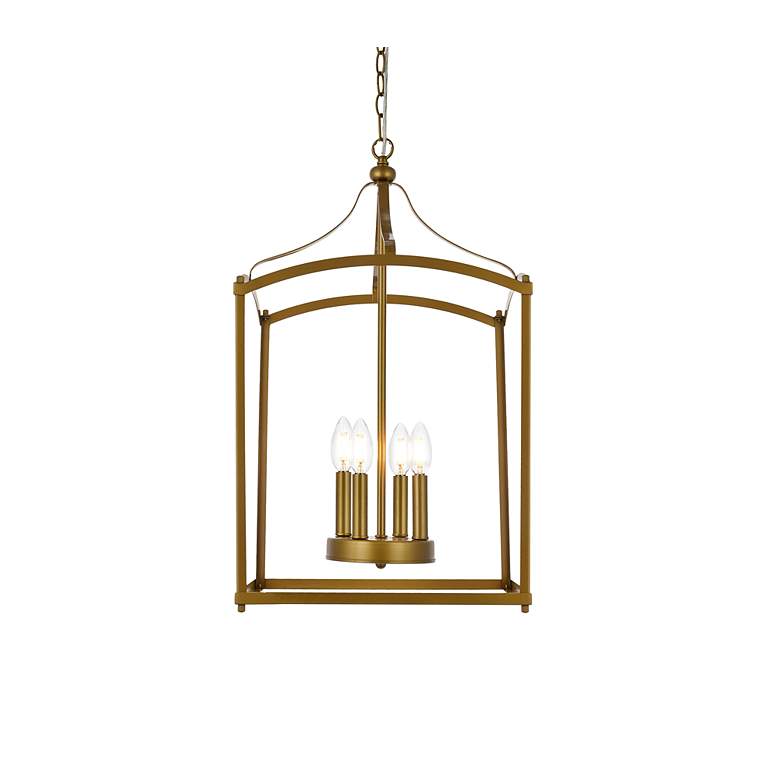 Image 5 Janet 15" Wide Brass 4-Light Pendant Light more views