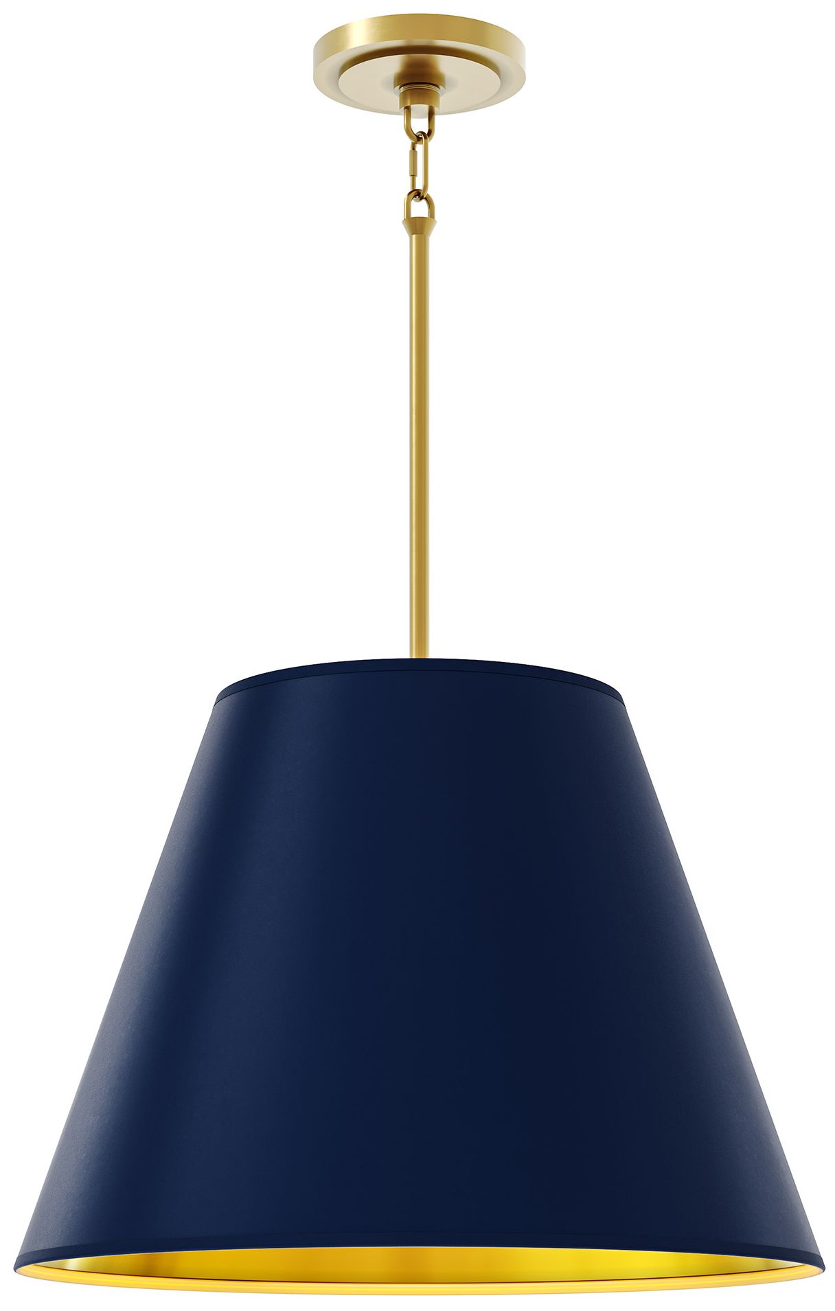 Janet 20"W 4-Light Brass Pendant w/ Midnight Blue & Gold Interior Shade