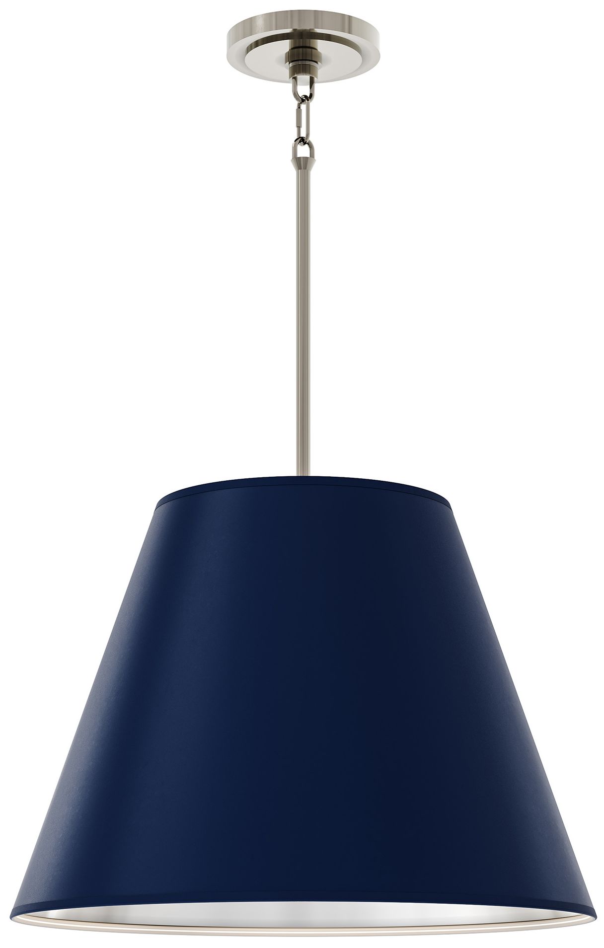 Janet 20"W 4-Light Nickel Pendant w/ Midnight Blue & Silver Interior Shade