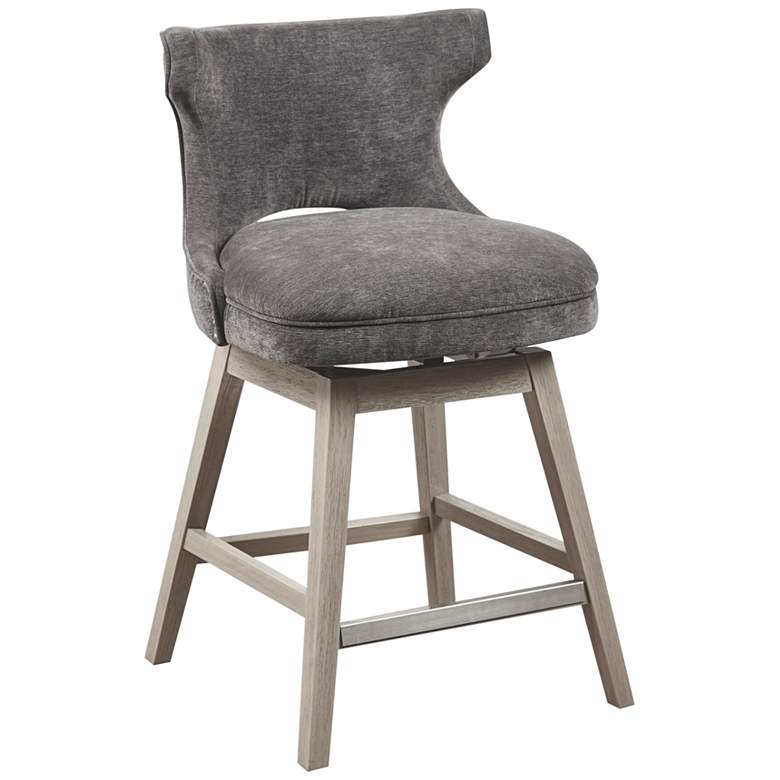 Image 2 Janet 25 3/4" High Charcoal Fabric Swivel Counter Stool