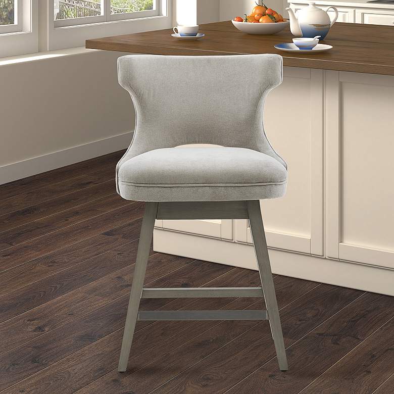 Image 1 Janet 25 3/4 inch Light Gray Fabric Swivel Counter Stool