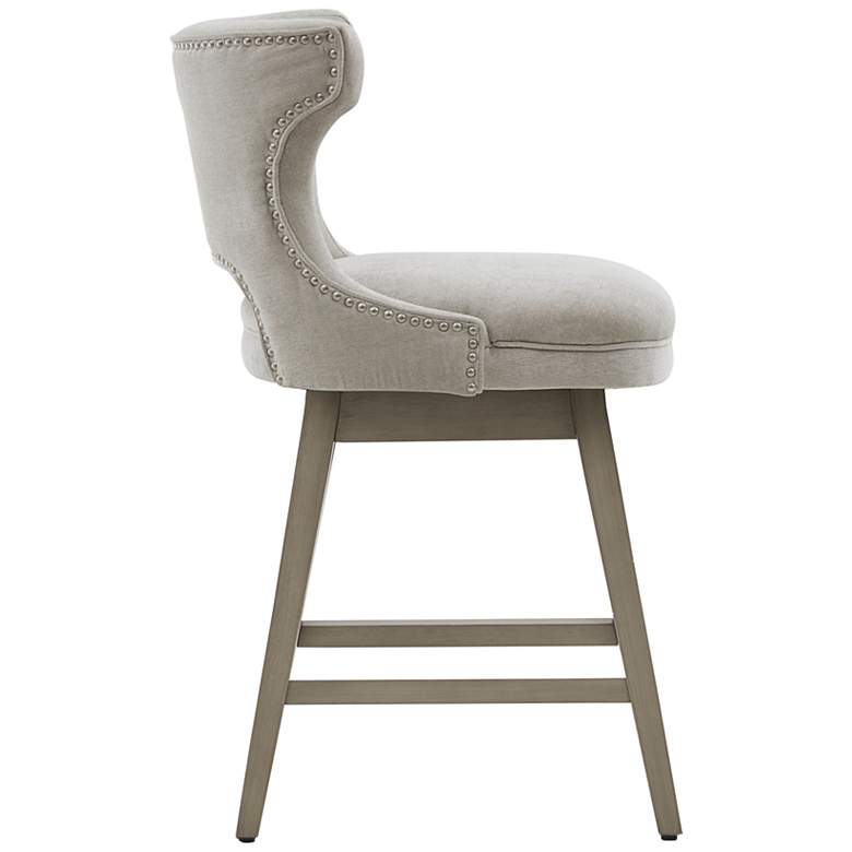 Image 3 Janet 25 3/4 inch Light Gray Fabric Swivel Counter Stool more views