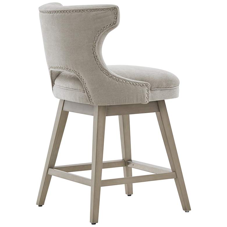 Image 4 Janet 25 3/4 inch Light Gray Fabric Swivel Counter Stool more views