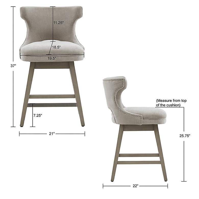 Image 7 Janet 25 3/4 inch Light Gray Fabric Swivel Counter Stool more views
