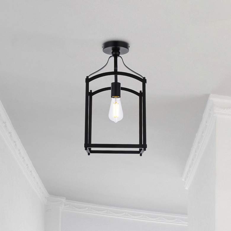 Image 1 Janet 9 3/4" Wide Black Ceiling Light