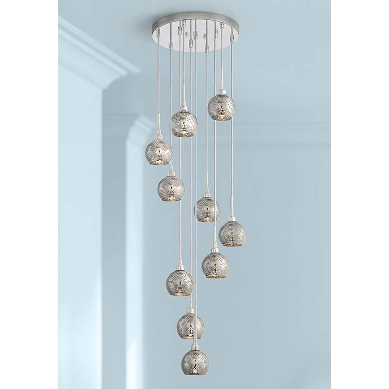 Image 1 Jango 13" Wide Polished Nickel LED Multi Light Pendant