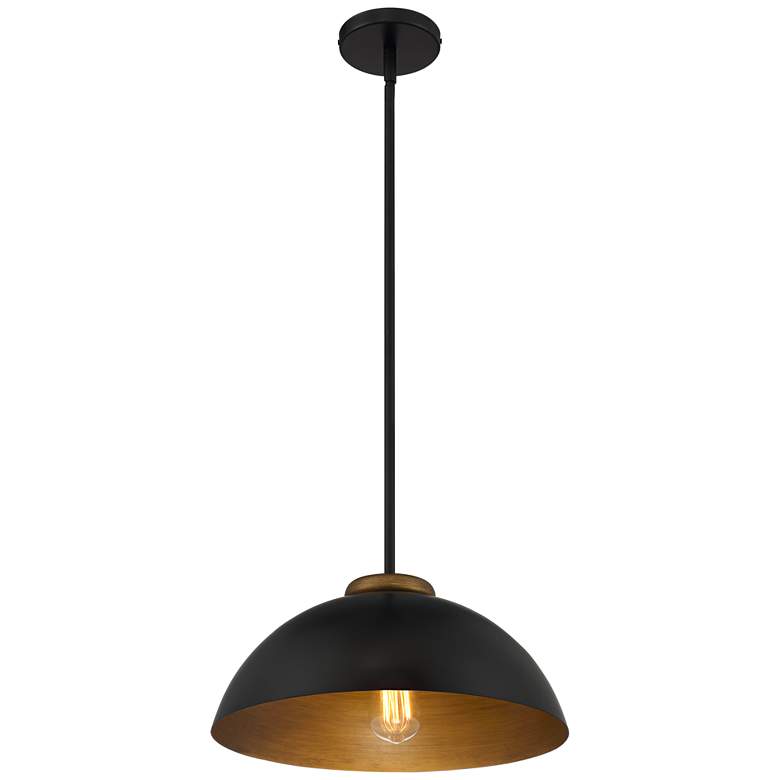 Image 5 Janie 15 1/2 inch Wide Black and Gold Dome Pendant Light more views