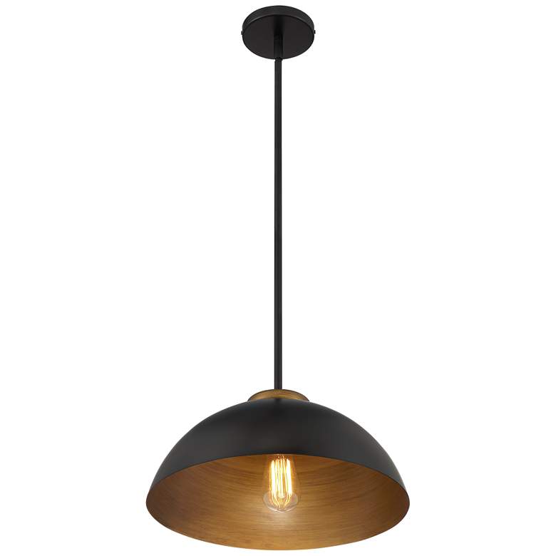 Image 6 Janie 15 1/2 inch Wide Black and Gold Dome Pendant Light more views