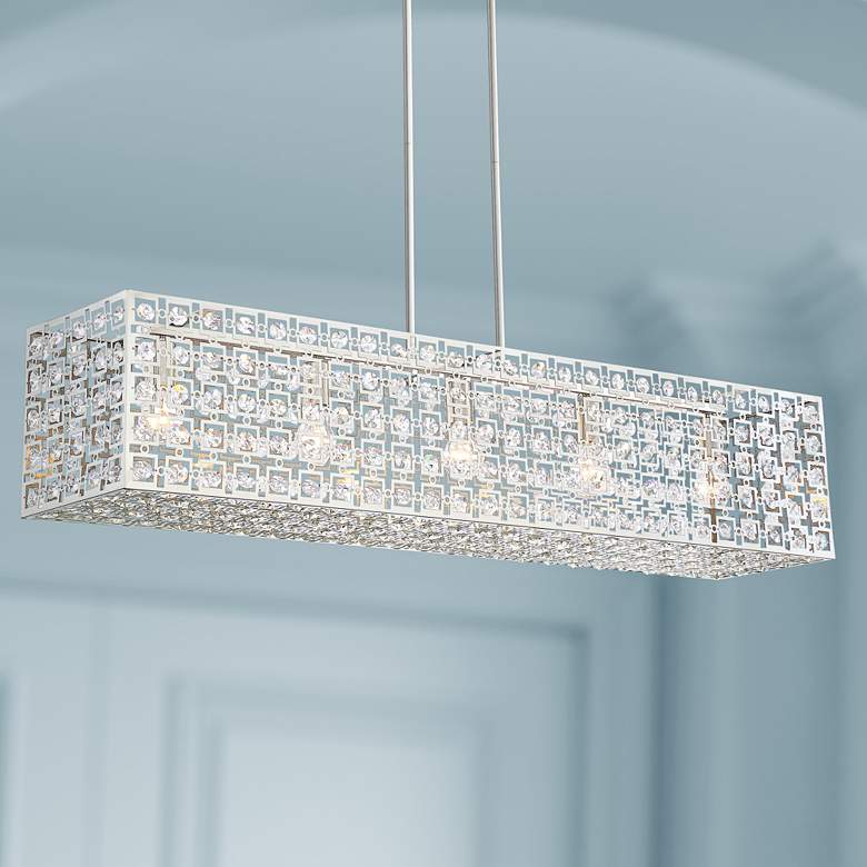 Image 1 Janine 46 3/4"W Brushed Nickel Kitchen Island Light Pendant