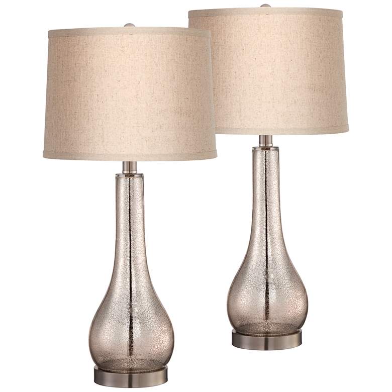 Image 1 Janna Mercury Glass Gourd Table Lamps Set of 2 with 9W LED Bulbs