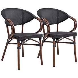 Image2 of Jannie Black and Brown Outdoor Stacking Armchairs Set of 2
