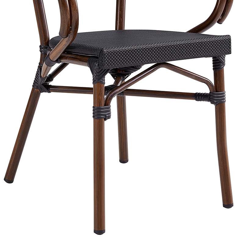 Image 4 Jannie Black and Brown Outdoor Stacking Armchairs Set of 2 more views