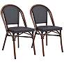 Jannie Black and Brown Outdoor Stacking Side Chairs Set of 2
