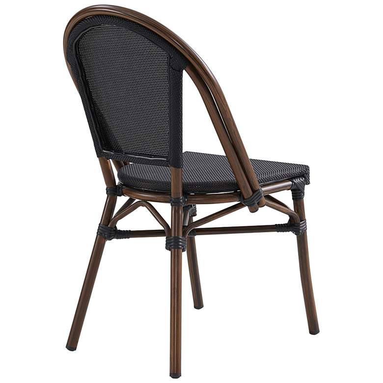 Image 5 Jannie Black and Brown Outdoor Stacking Side Chairs Set of 2 more views