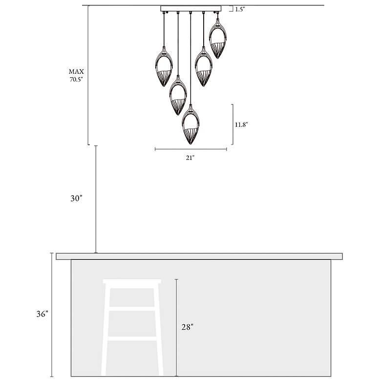 Image 7 Janoew 5-Light LED Resin Cluster Island Pendant Light more views