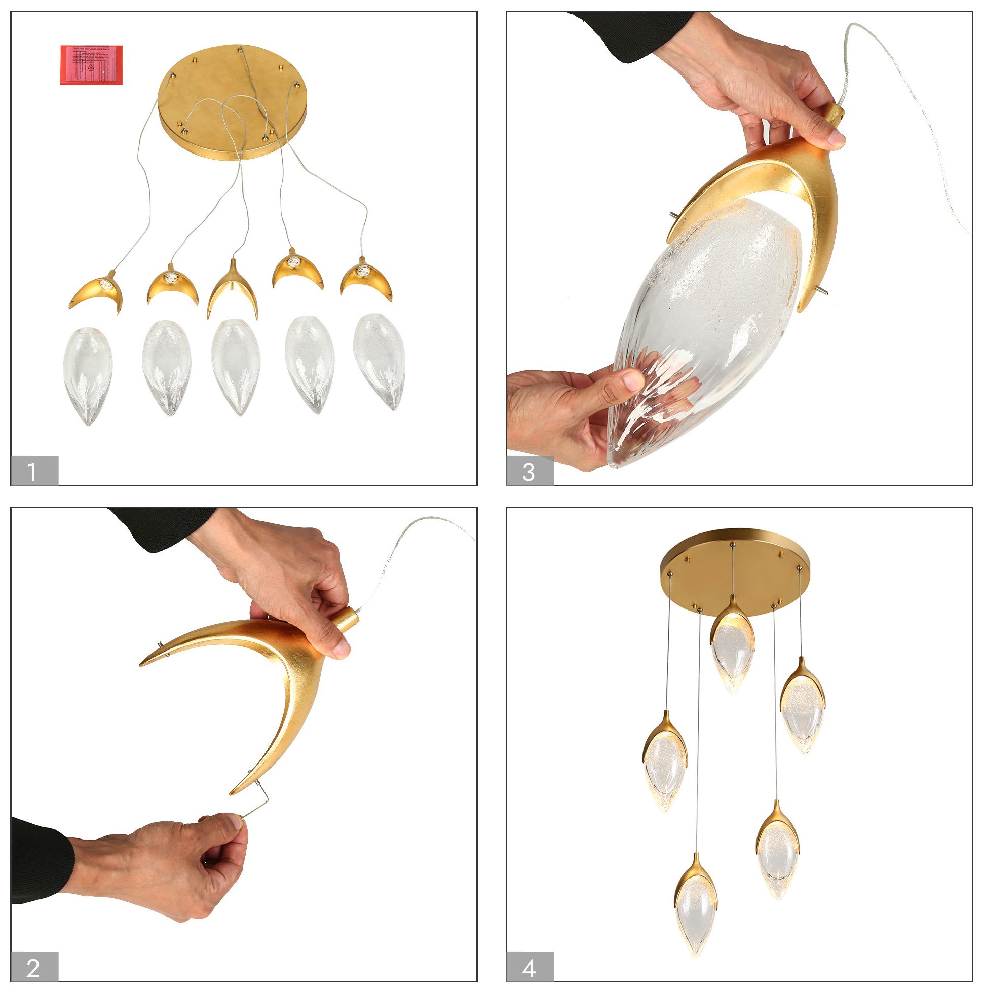 Janoew 5-Light LED Resin Cluster Island Pendant Light