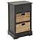 Jansen 16"W Matte Black Wood 1-Drawer End Table w/ 2 Baskets