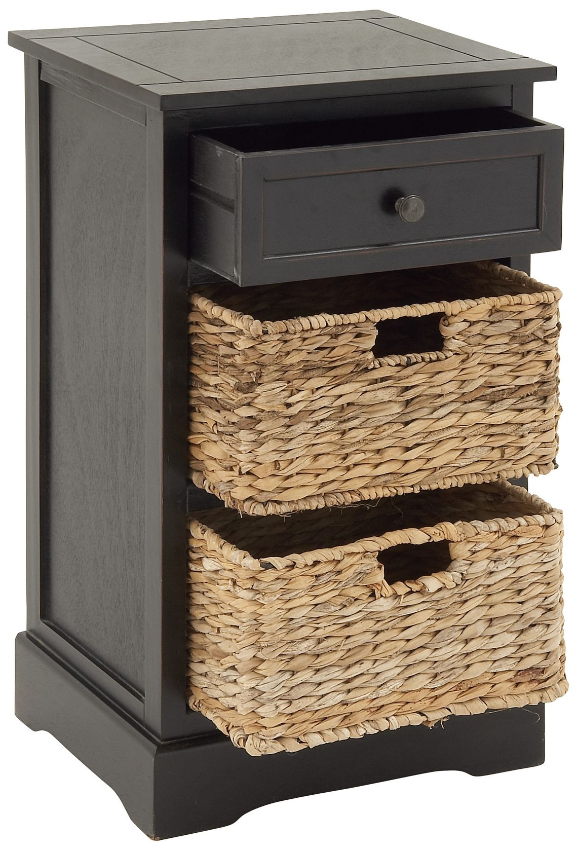 Image 5 Jansen 16"W Matte Black Wood 1-Drawer End Table w/ 2 Baskets more views