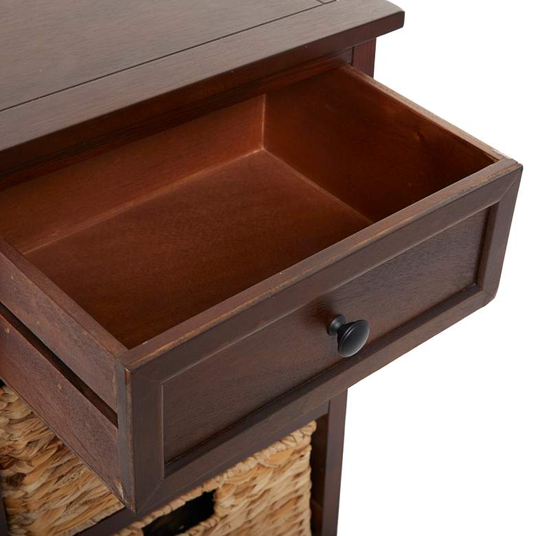 Image 3 Jansen 16"W Matte Brown Wood 1-Drawer End Table w/ 2 Baskets more views
