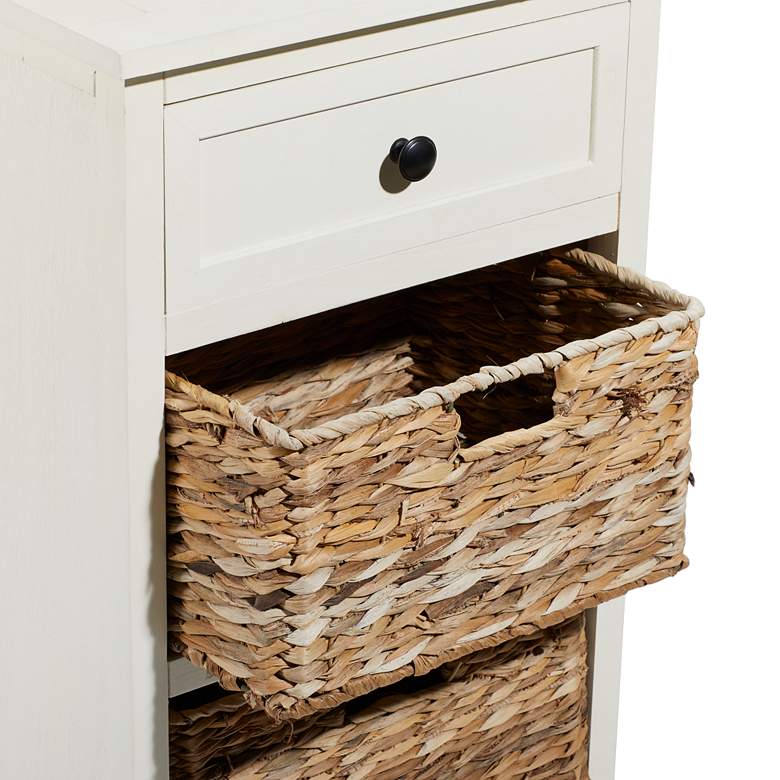 Image 3 Jansen 16"W Matte Cream Wood 1-Drawer End Table w/ 2 Baskets more views
