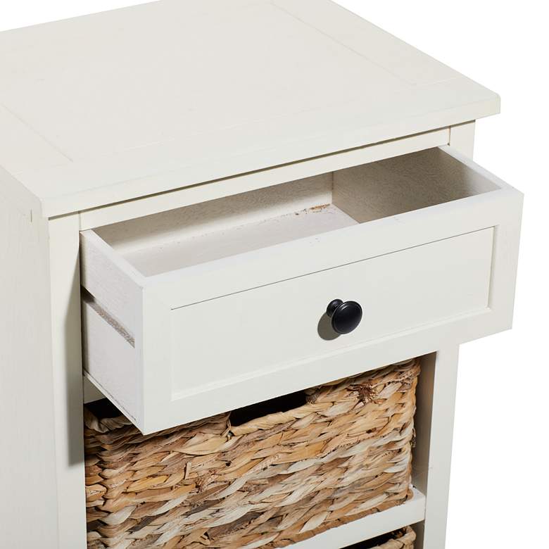 Image 4 Jansen 16"W Matte Cream Wood 1-Drawer End Table w/ 2 Baskets more views