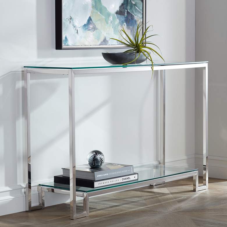 Image 1 Janssen 47 1/2" Wide Modern Glass Console Table