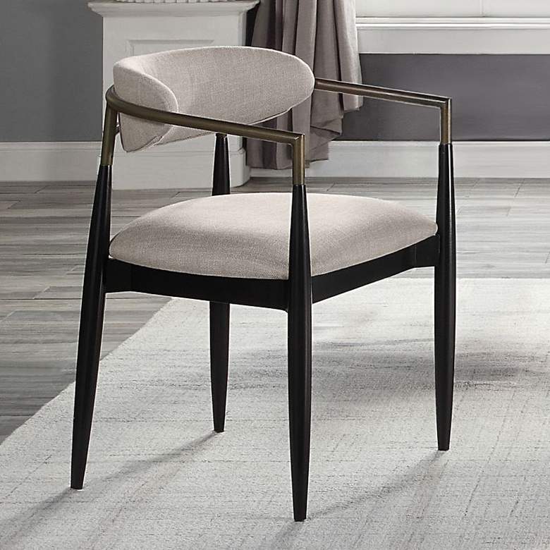 Image 1 Jaramillo Arm Chair (Set-2) Beige Linen & Black