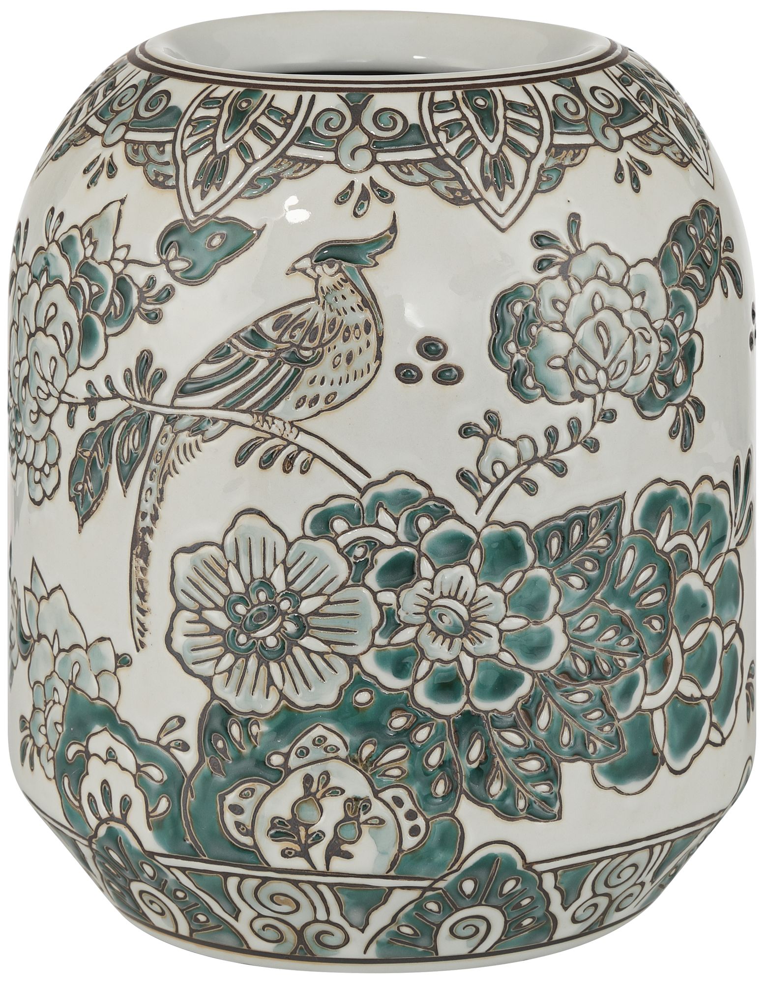 Image 2 Jardin 10 1/2" High Jade and White Ceramic Ginger Vase