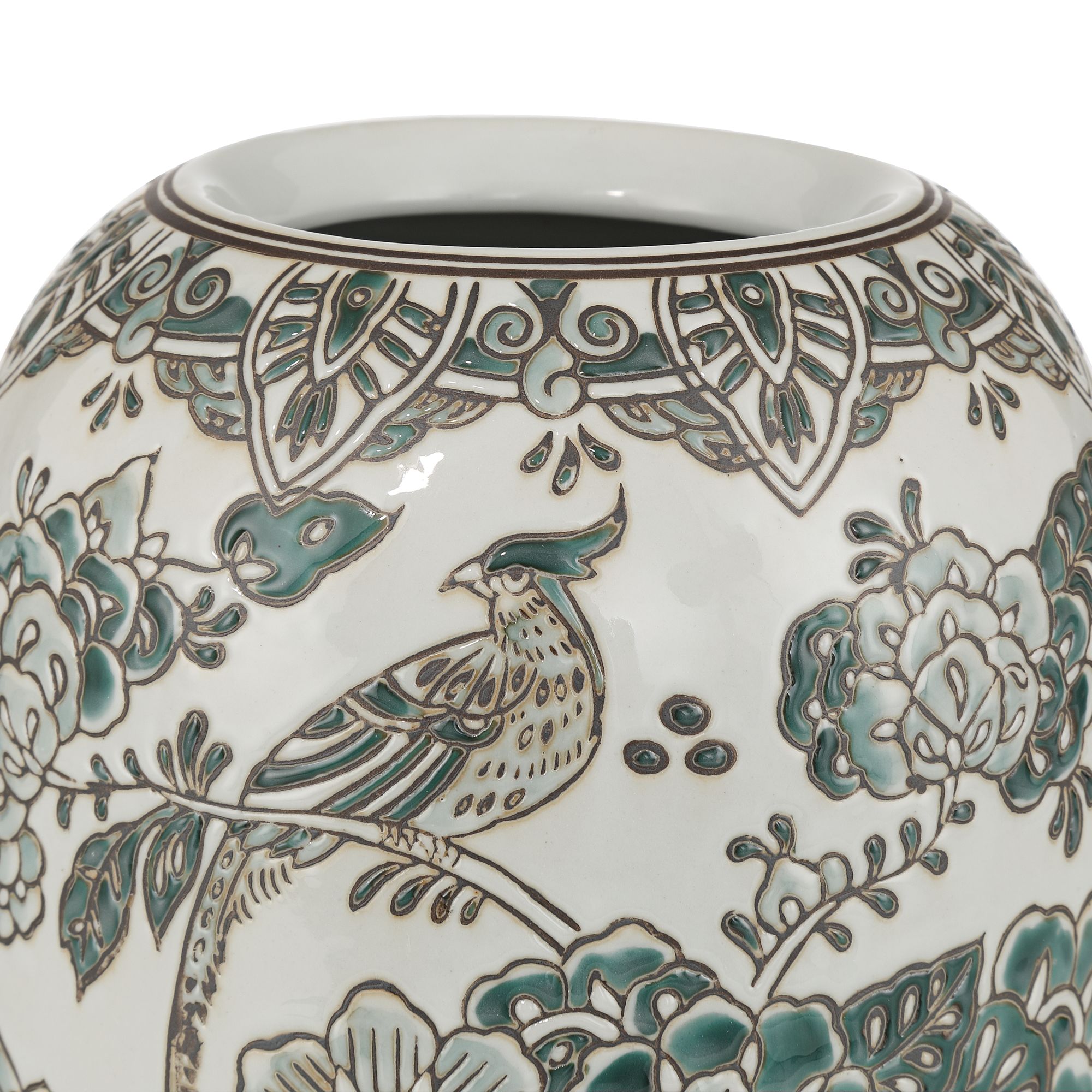Image 3 Jardin 10 1/2" High Jade and White Ceramic Ginger Vase more views