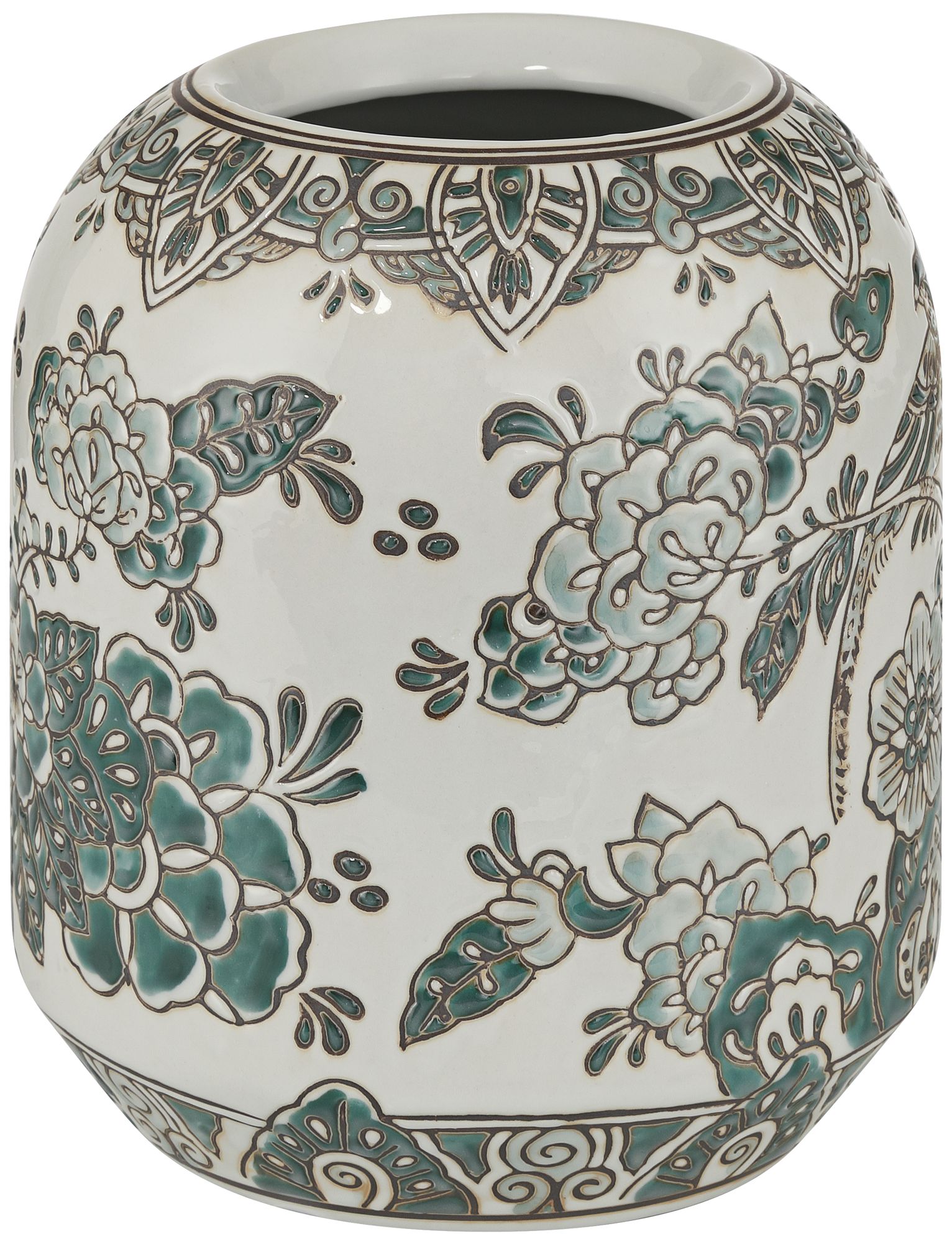 Jardin 10 1/2" High Jade and White Ceramic Ginger Vase