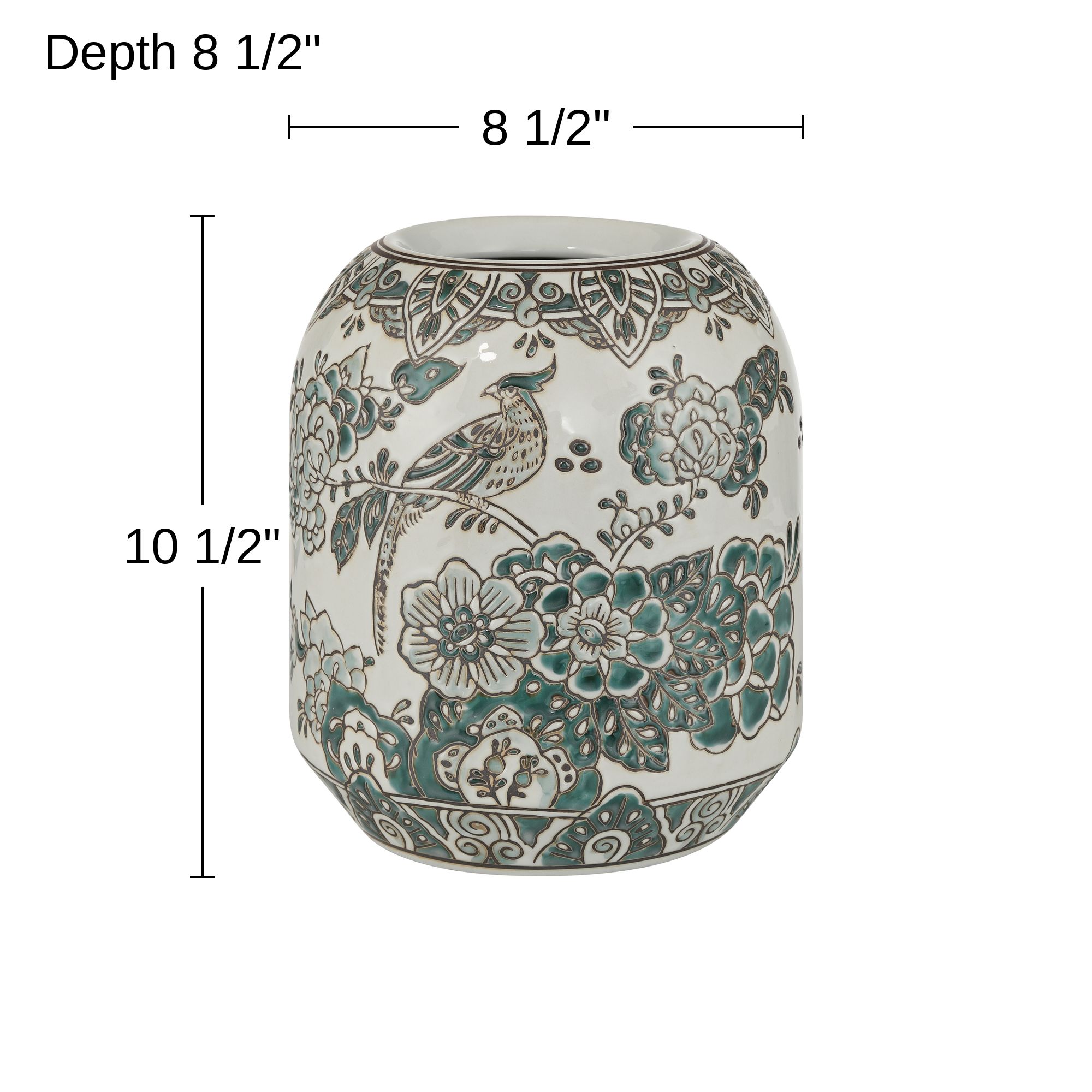 Jardin 10 1/2" High Jade and White Ceramic Ginger Vase