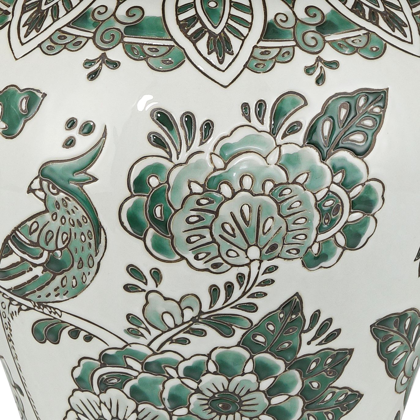 Image 4 Jardin 14 1/2" High Jade and White Ceramic Ginger Jar with Lid more views