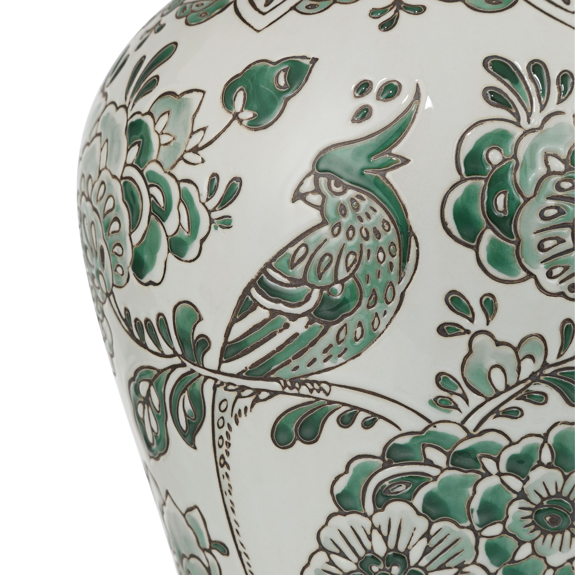 Image 5 Jardin 14 1/2" High Jade and White Ceramic Ginger Jar with Lid more views