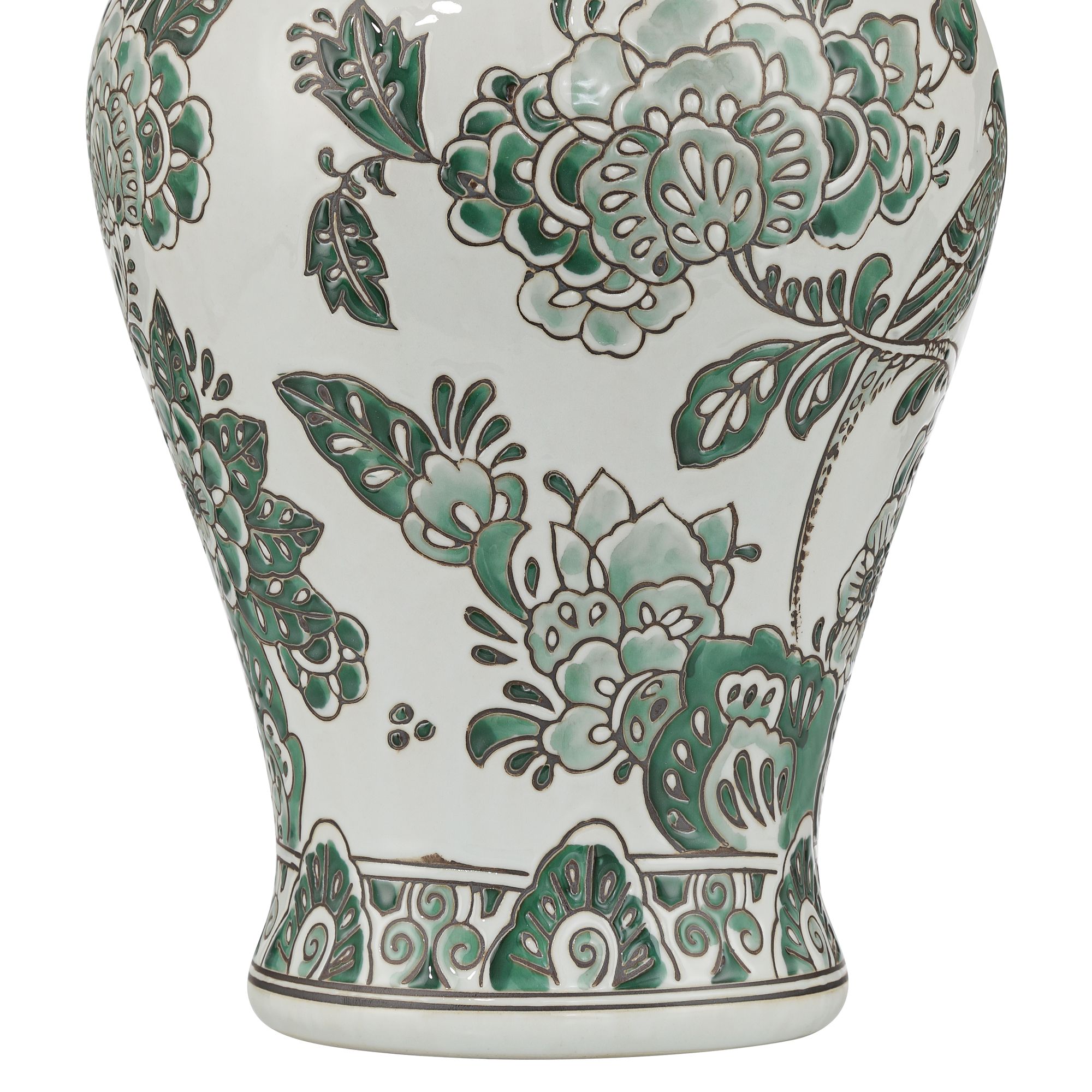 Image 6 Jardin 14 1/2" High Jade and White Ceramic Ginger Jar with Lid more views