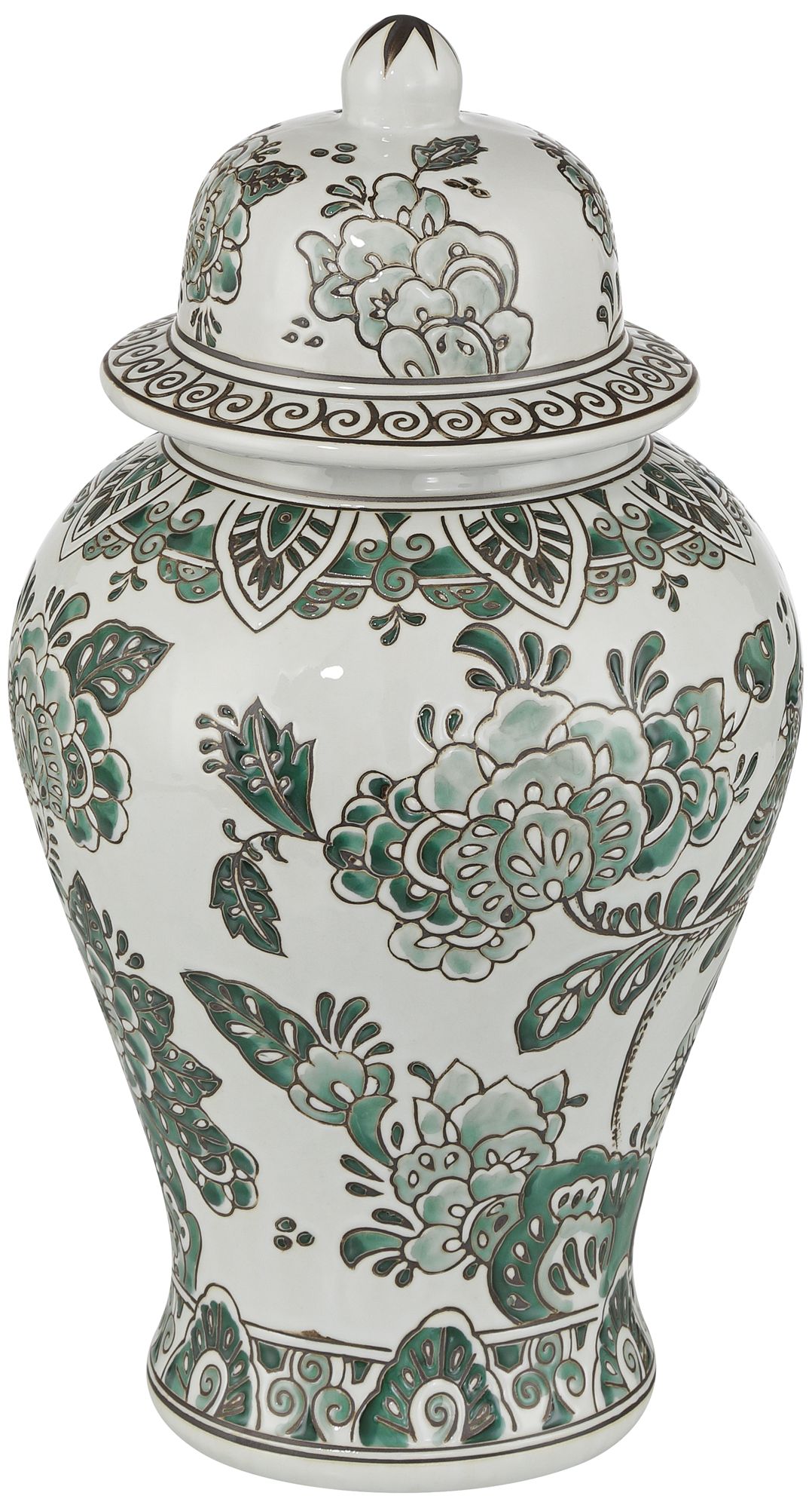 Image 7 Jardin 14 1/2" High Jade and White Ceramic Ginger Jar with Lid more views