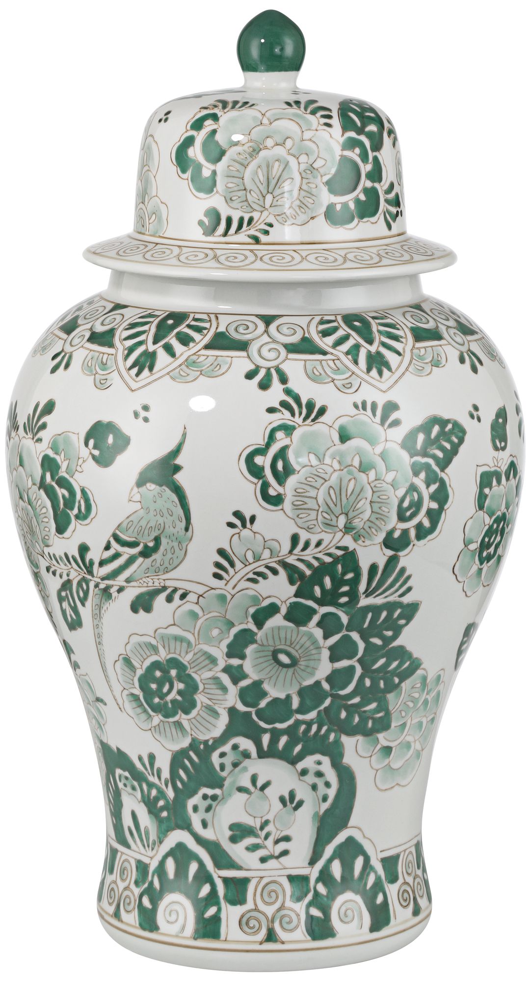 Image 2 Jardin 21" High Jade and White Ceramic Ginger Jar with Lid