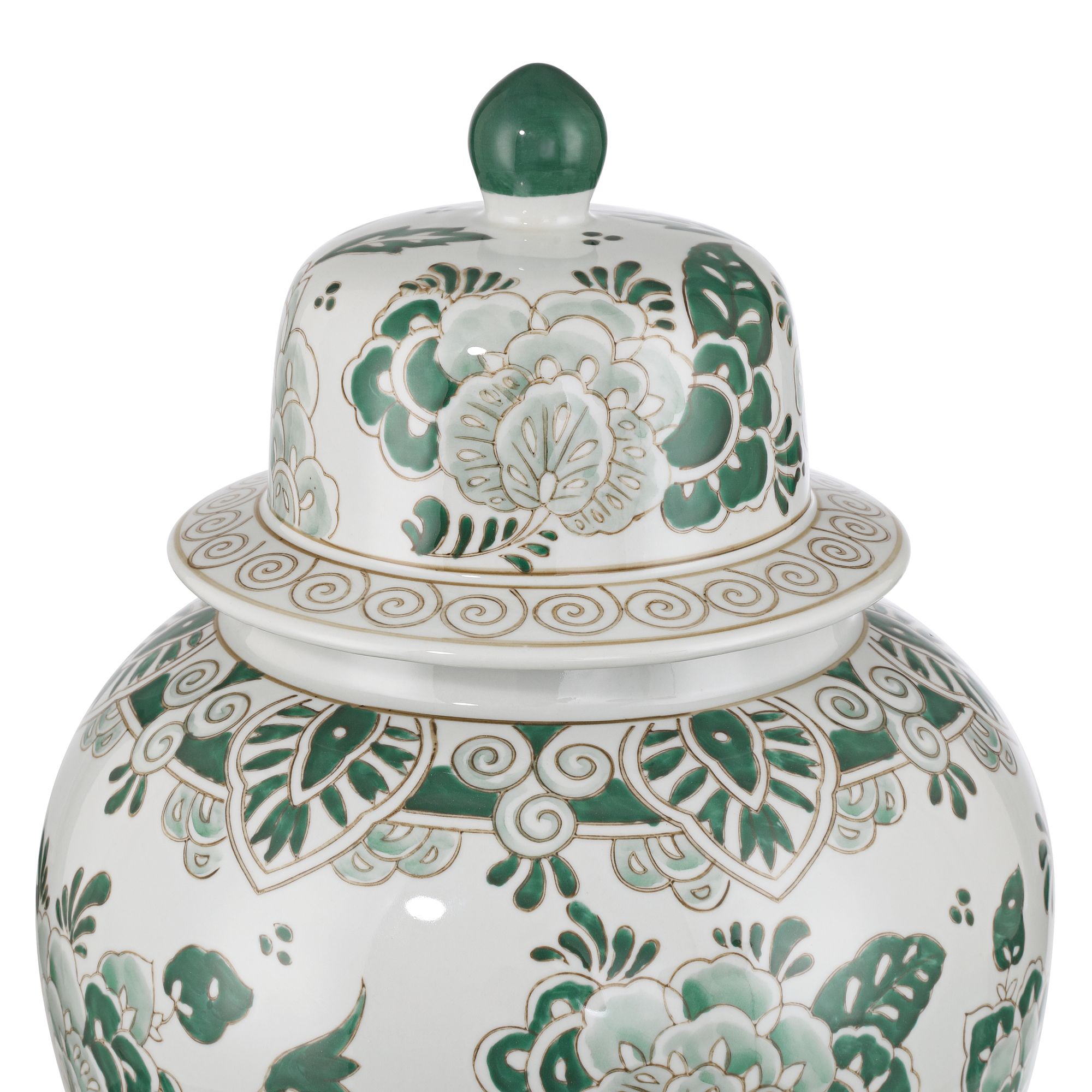 Image 3 Jardin 21" High Jade and White Ceramic Ginger Jar with Lid more views
