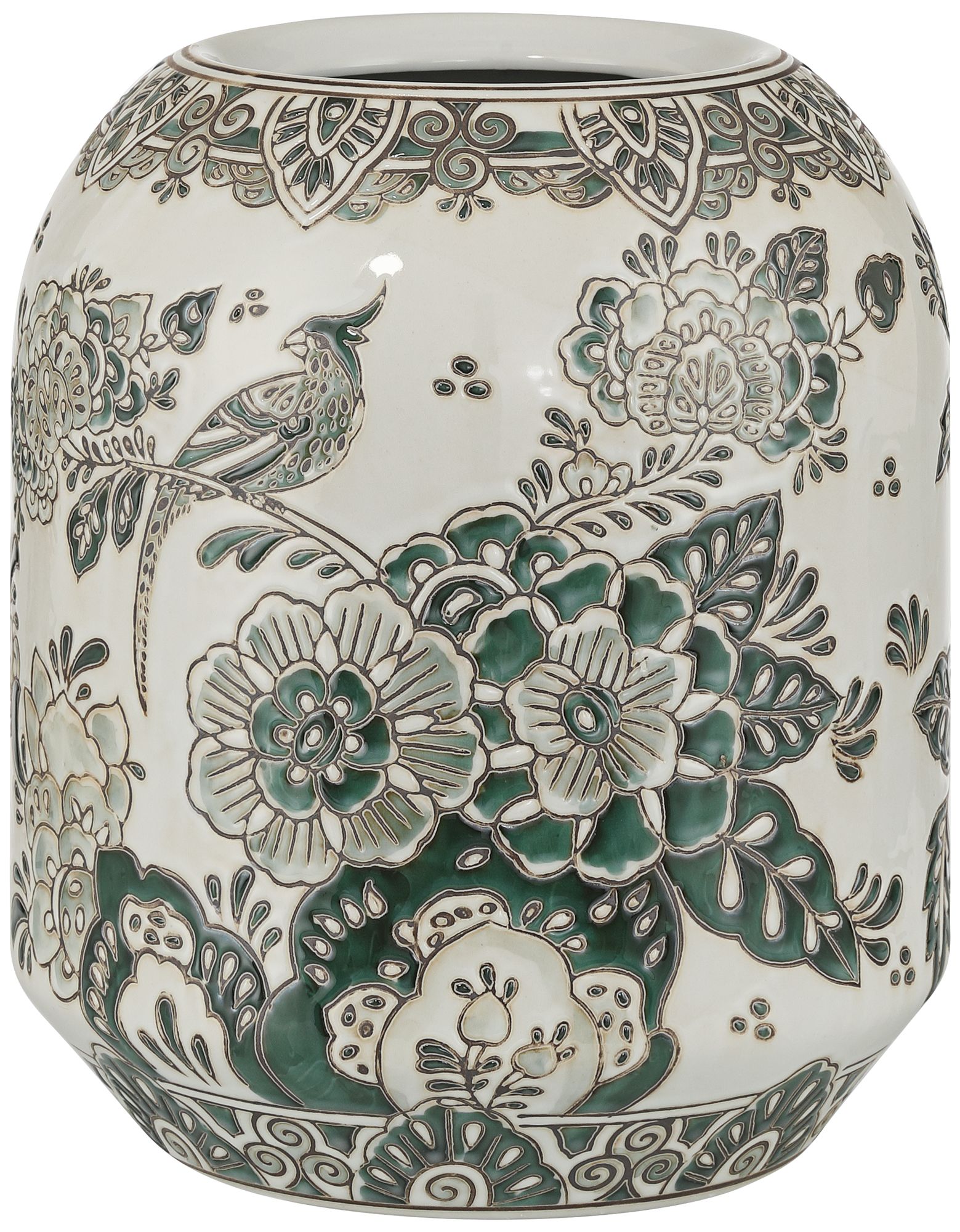 Image 2 Jardin 7 1/4" High Jade and White Ceramic Ginger Vase