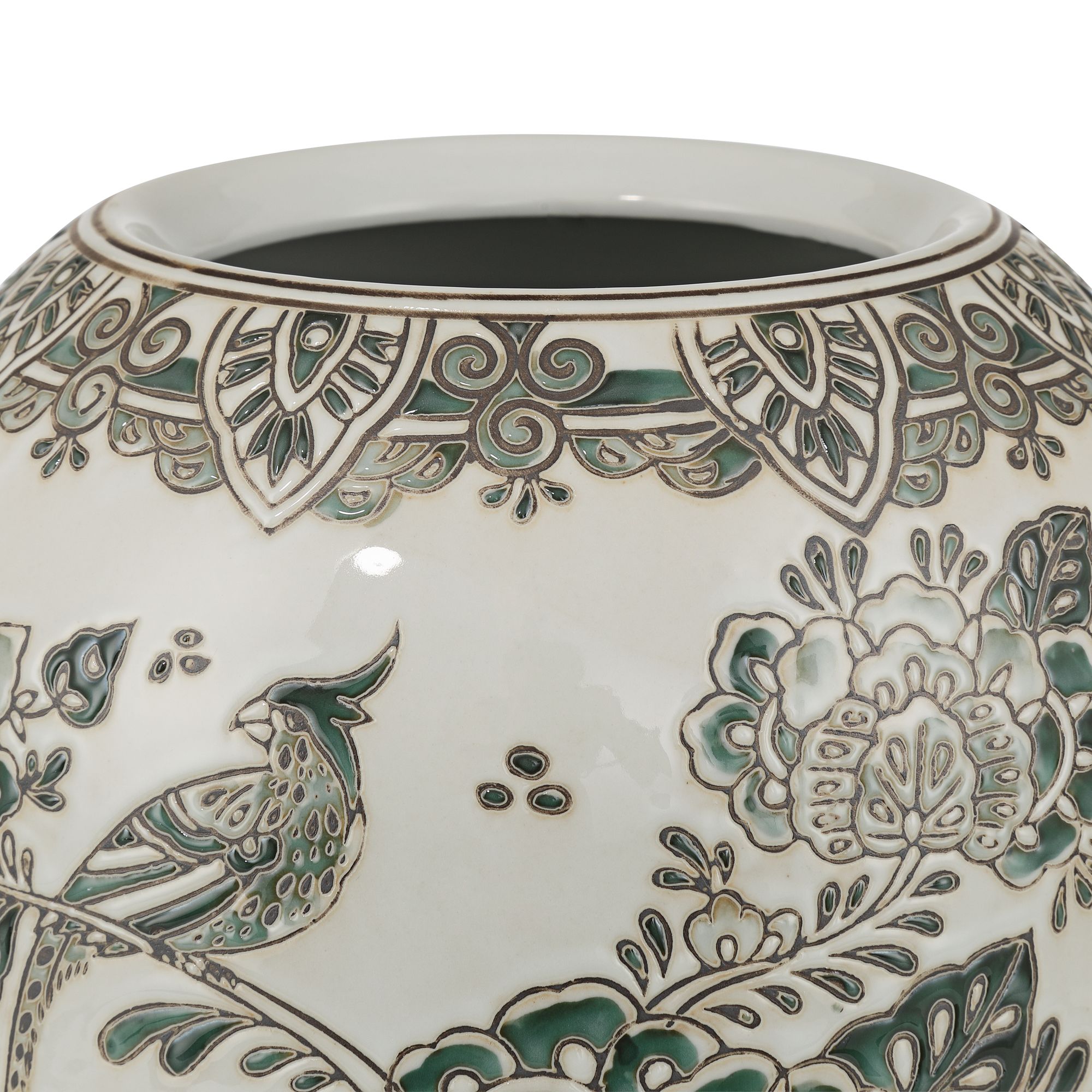 Image 3 Jardin 7 1/4" High Jade and White Ceramic Ginger Vase more views