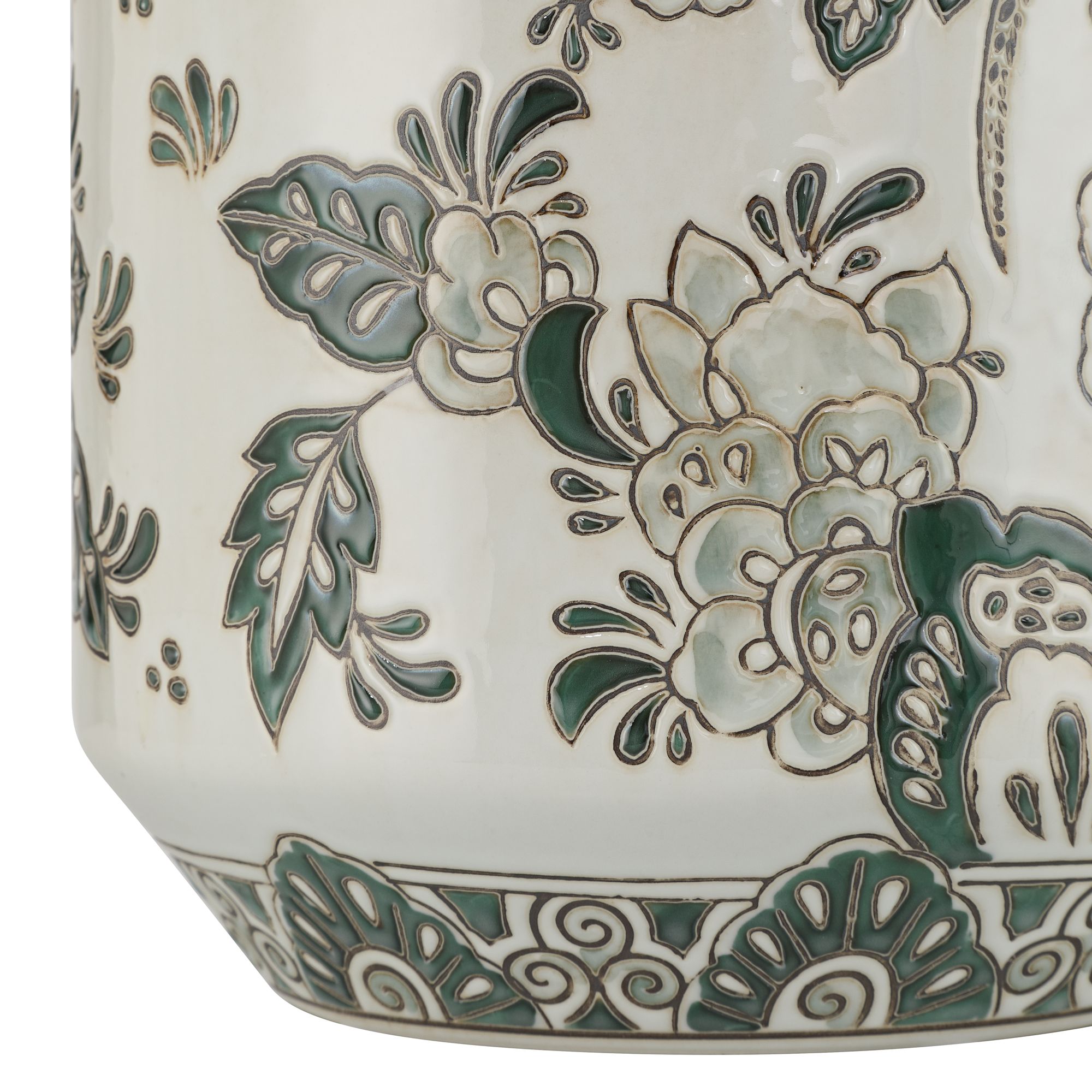 Image 5 Jardin 7 1/4" High Jade and White Ceramic Ginger Vase more views