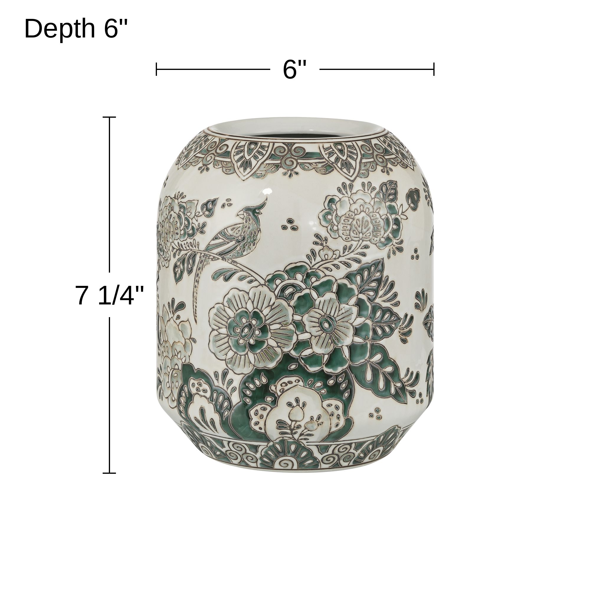 Jardin 7 1/4" High Jade and White Ceramic Ginger Vase