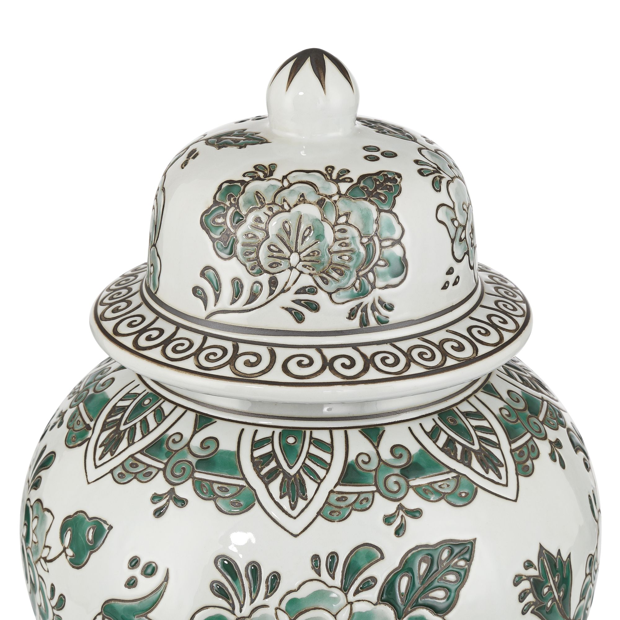 Image 3 Jardin Small and Large Jade and White Ceramic Ginger Jar with Lid Set of 2 more views