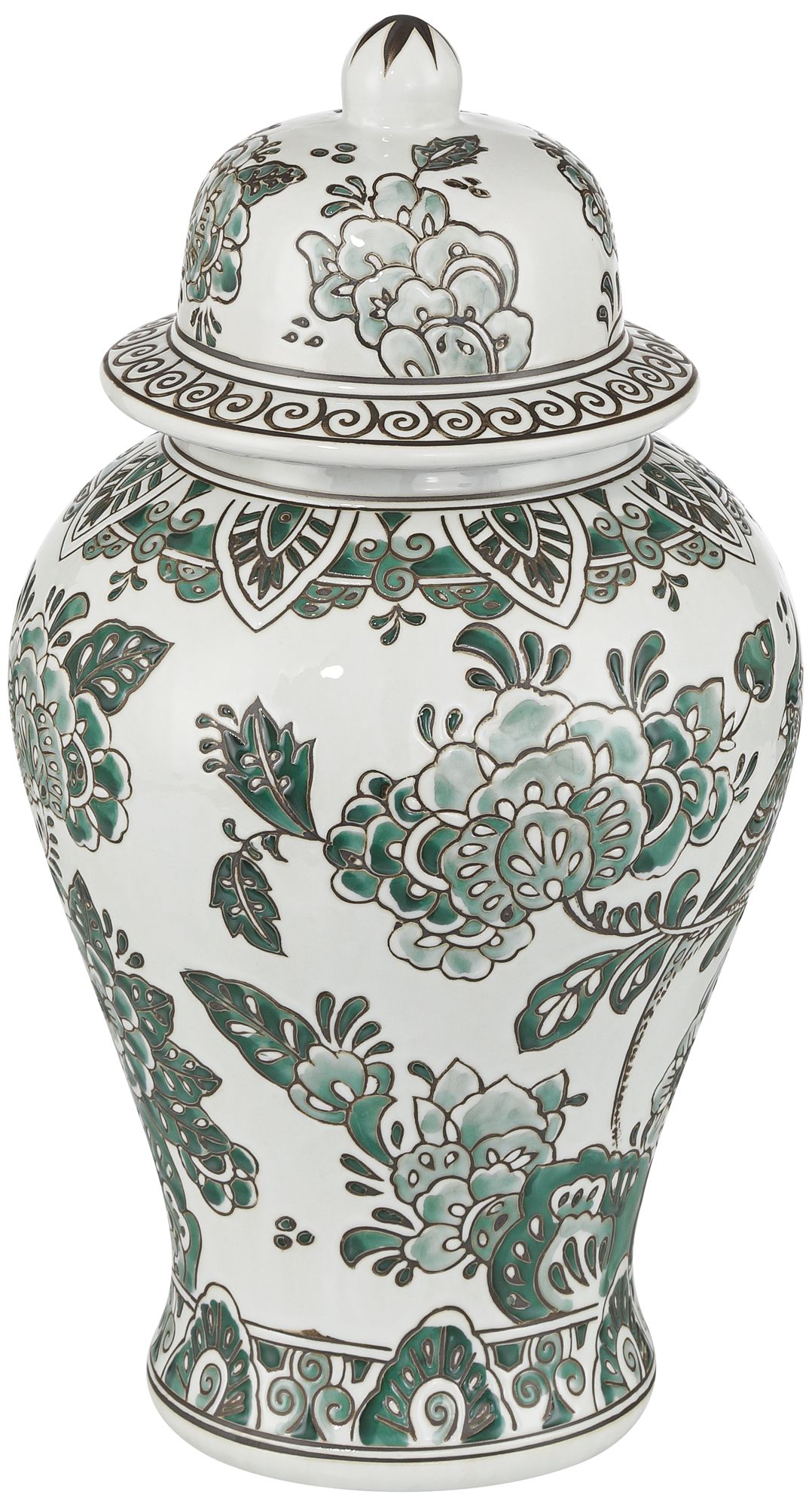 Image 6 Jardin Small and Large Jade and White Ceramic Ginger Jar with Lid Set of 2 more views