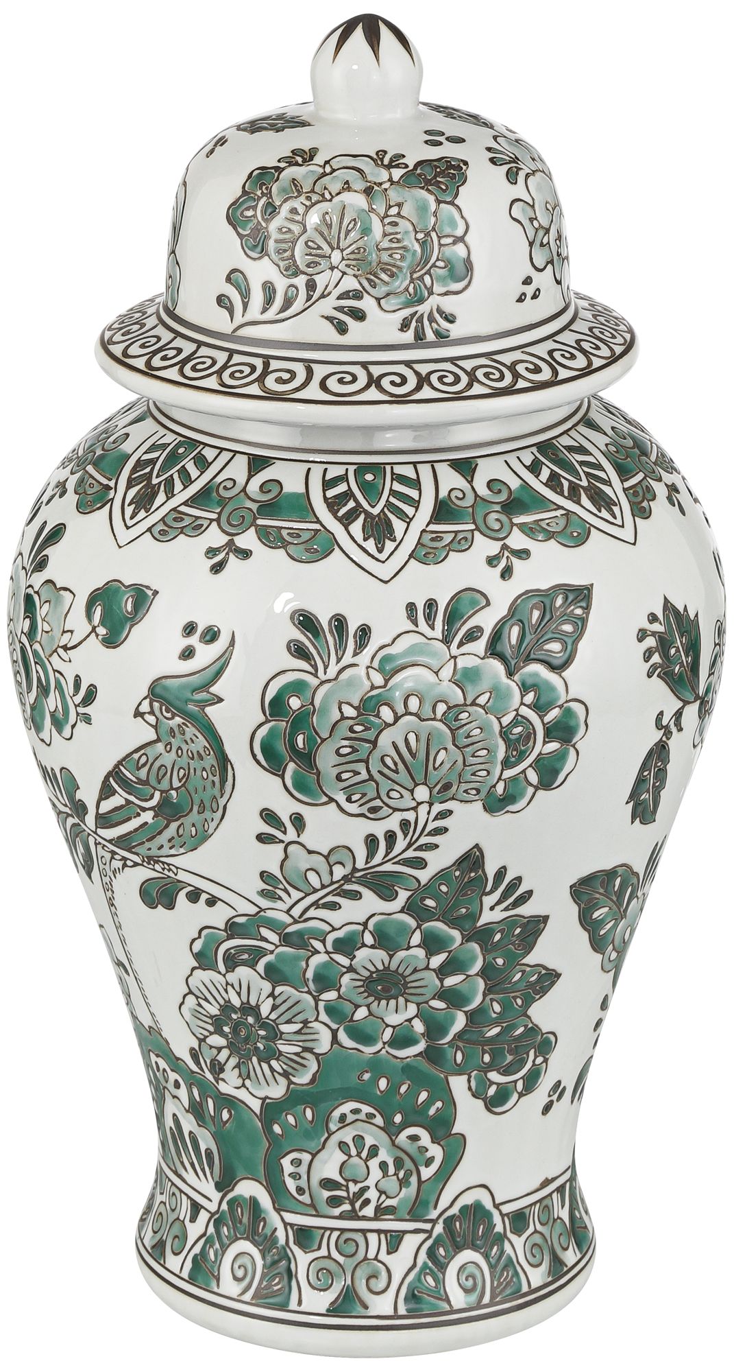 Image 7 Jardin Small and Large Jade and White Ceramic Ginger Jar with Lid Set of 2 more views