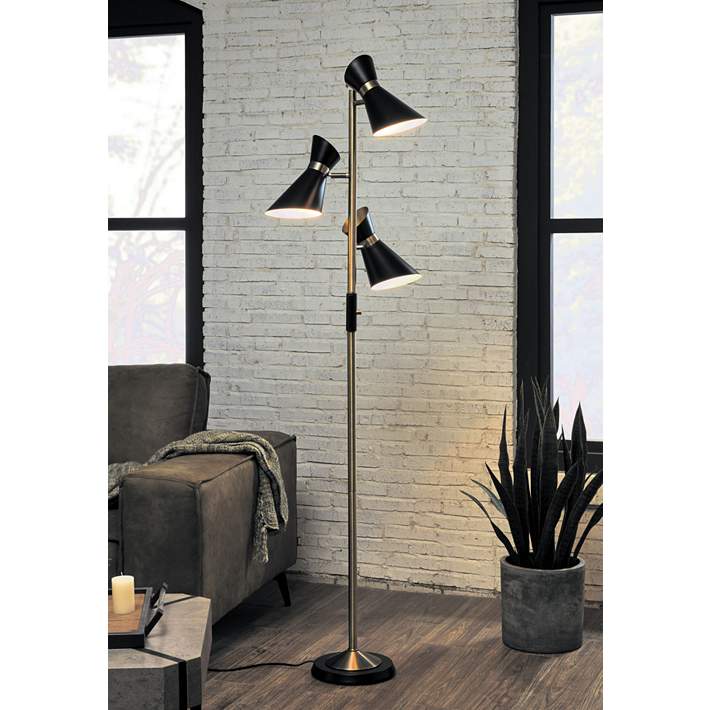 Medisch tobben magnetron Jared Brass and Black 3-Light Mid-Century Modern Tree Floor Lamp - #87W21 |  Lamps Plus