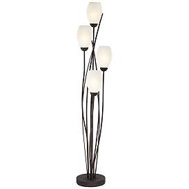 Image2 of Jareth 73" Black and White 4-Light Tulip Floor Lamp with USB Dimmer