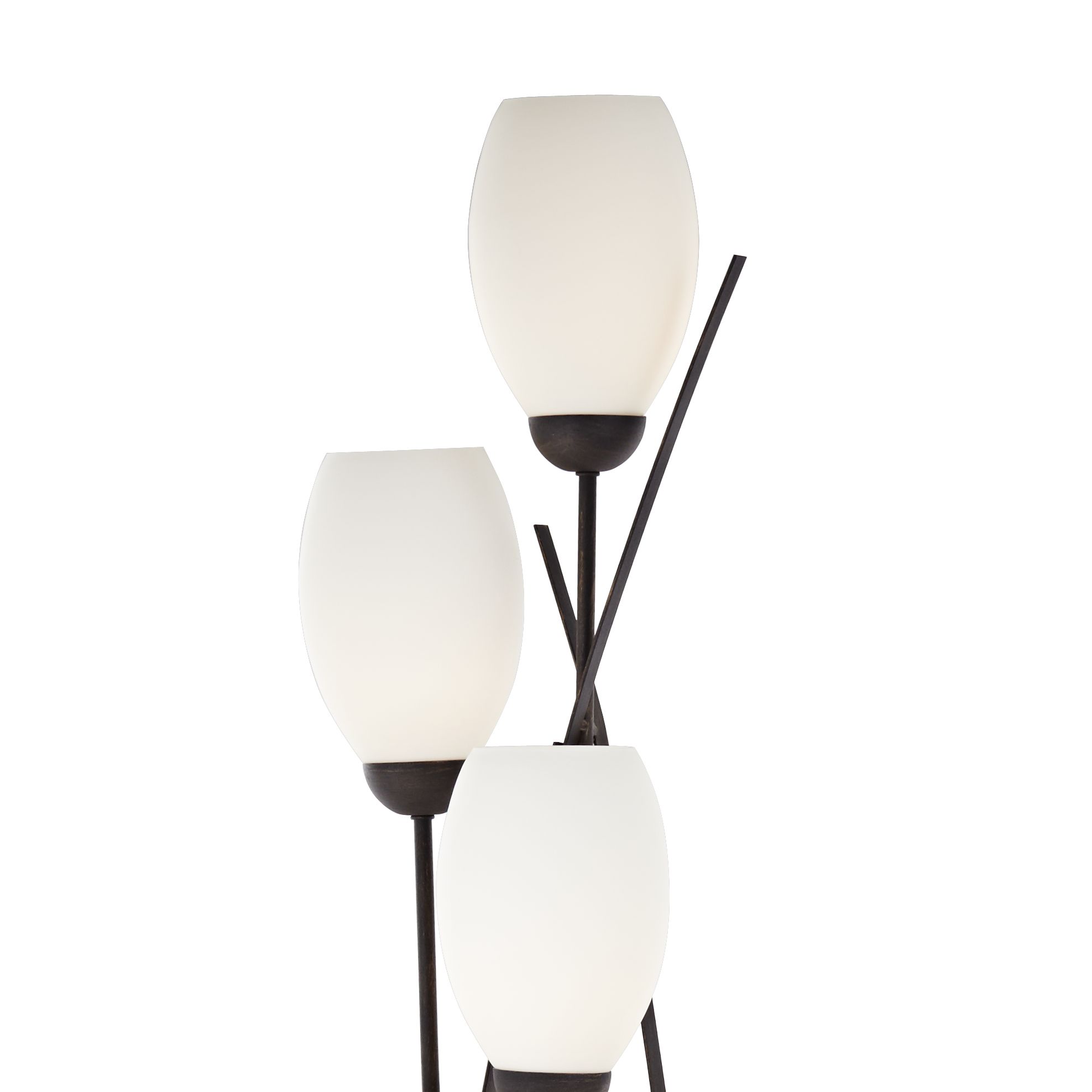 black metal and white glass tulip 4 light floor lamp